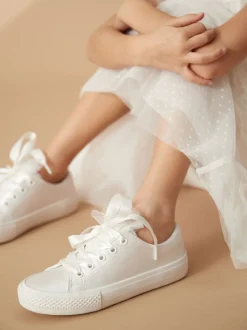 White Occasion Tulle Lace-Up Trainers