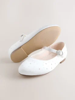 White Pearl Effect Mary Jane Flower Girl Occasion Shoes