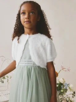 White Pearl Fluffy Occasion Shrug (3-16yrs)