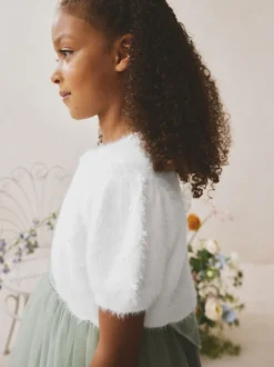 White Pearl Fluffy Occasion Shrug (3-16yrs)