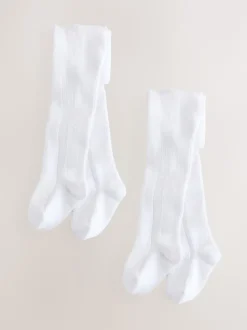 White Pelerine Baby Tights 2 Pack (0mths-2yrs)