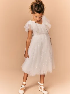 White Sequin Occasion Dress (3-16yrs)