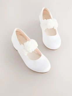 White Stain Resistant Satin Wide Fit (G) Occasion Heeled Corsage Shoes