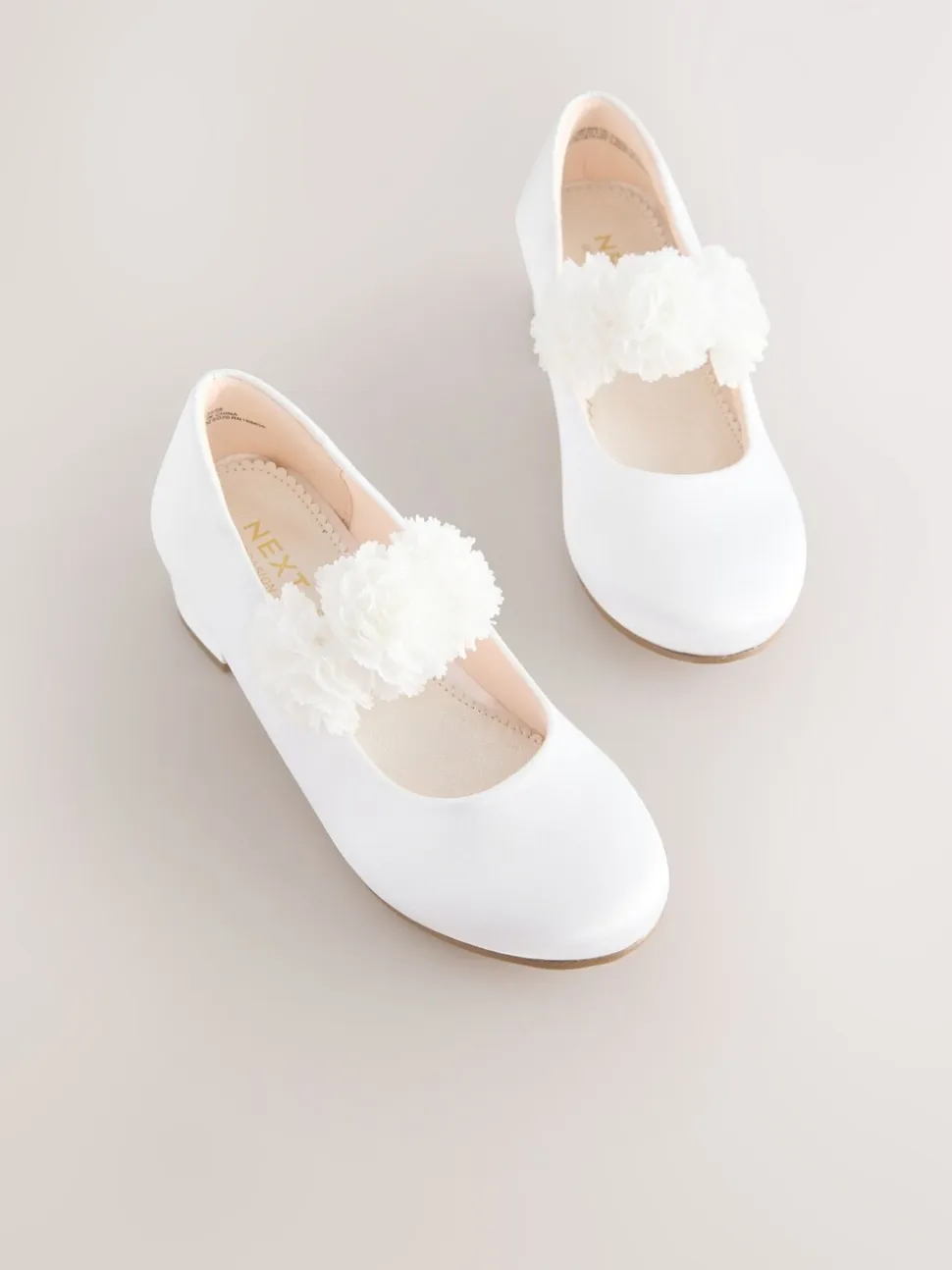 White Stain Resistant Satin Wide Fit (G) Occasion Heeled Corsage Shoes