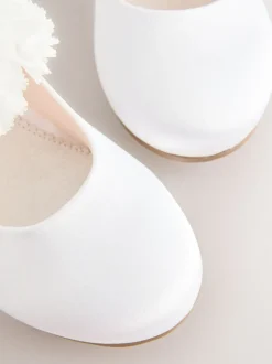 White Stain Resistant Satin Wide Fit (G) Occasion Heeled Corsage Shoes