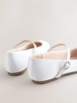 White Stain Resistant Satin Standard Fit (F) Mary Jane Occasion Shoes