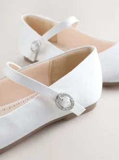 White Stain Resistant Satin Standard Fit (F) Mary Jane Occasion Shoes