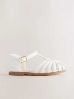 White Standard Fit (F) Fisherman Heart Occasion Sandals