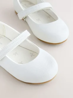 White Standard Fit (F) Mary Jane Touch Fastening Occasion Shoes