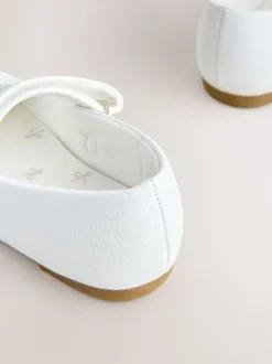 White Standard Fit (F) Mary Jane Touch Fastening Occasion Shoes