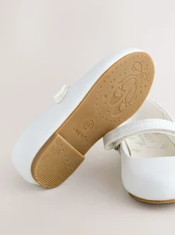 White Standard Fit (F) Mary Jane Touch Fastening Occasion Shoes