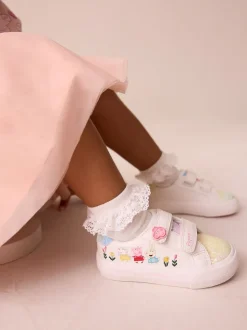 White Standard Fit (F) Peppa Pig Chunky Trainers with Touch Fastening
