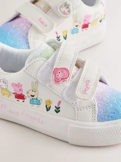 White Standard Fit (F) Peppa Pig Chunky Trainers with Touch Fastening