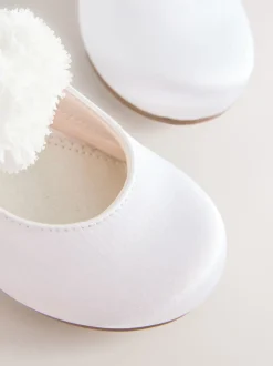 White Standard Fit (F) Satin Flower Girl Occasion Mary Jane Shoes
