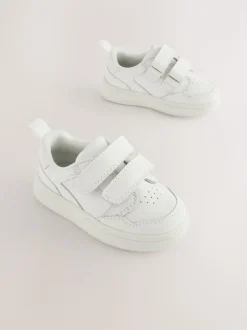 White Standard Fit (F) Touch Fastening Leather First Walker Baby Shoes