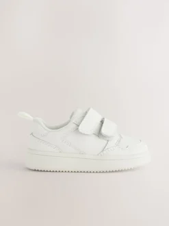 White Standard Fit (F) Touch Fastening Leather First Walker Baby Shoes