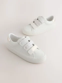 White Touch Fastening Standard Fit (F) Low Top Trainers