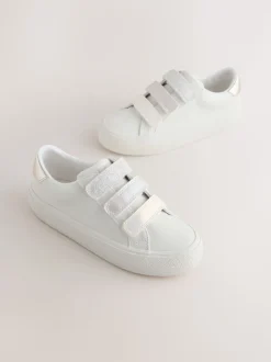 White Touch Fastening Wide Fit (G) Low Top Trainers