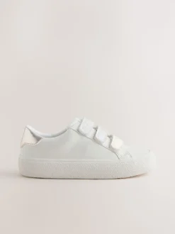 White Touch Fastening Wide Fit (G) Low Top Trainers