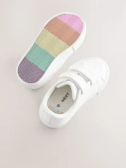 White Wide Fit (G) Chunky Trainers With Touch Fastening