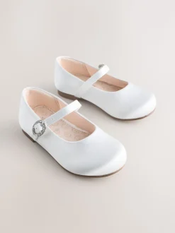 White Wide Fit (G) Flower Girl Occasion Mary Jane Shoes