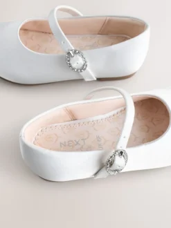 White Wide Fit (G) Flower Girl Occasion Mary Jane Shoes