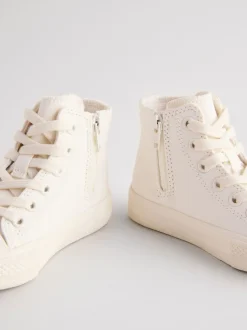 White Wide Fit (G) High Top Trainers