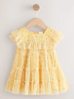 Yellow Ditsy Baby Mesh Dress (0mths-2yrs)