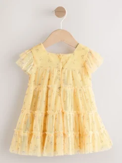 Yellow Ditsy Baby Mesh Dress (0mths-2yrs)