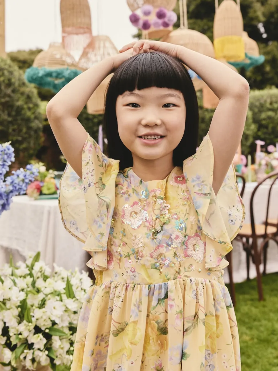 Yellow Floral Embellished Occasion Dress (3-16yrs)