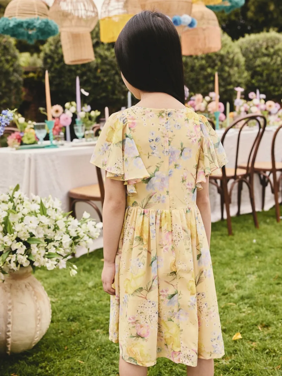 Yellow Floral Embellished Occasion Dress (3-16yrs)