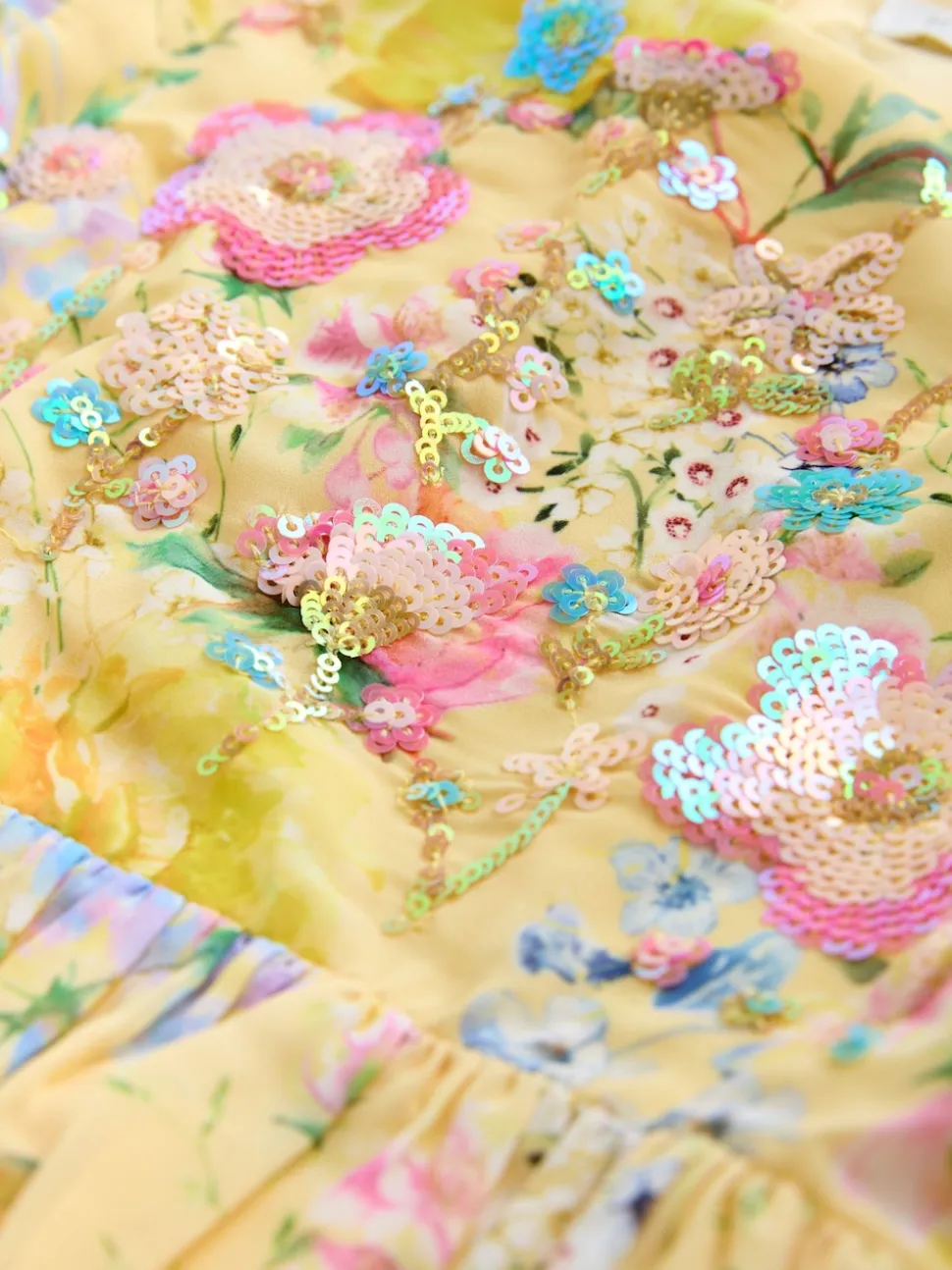 Yellow Floral Embellished Occasion Dress (3-16yrs)