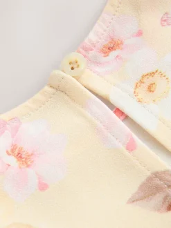 Yellow Floral Short Sleeve Pleated Ruffle Jumpsuit (3-16yrs)