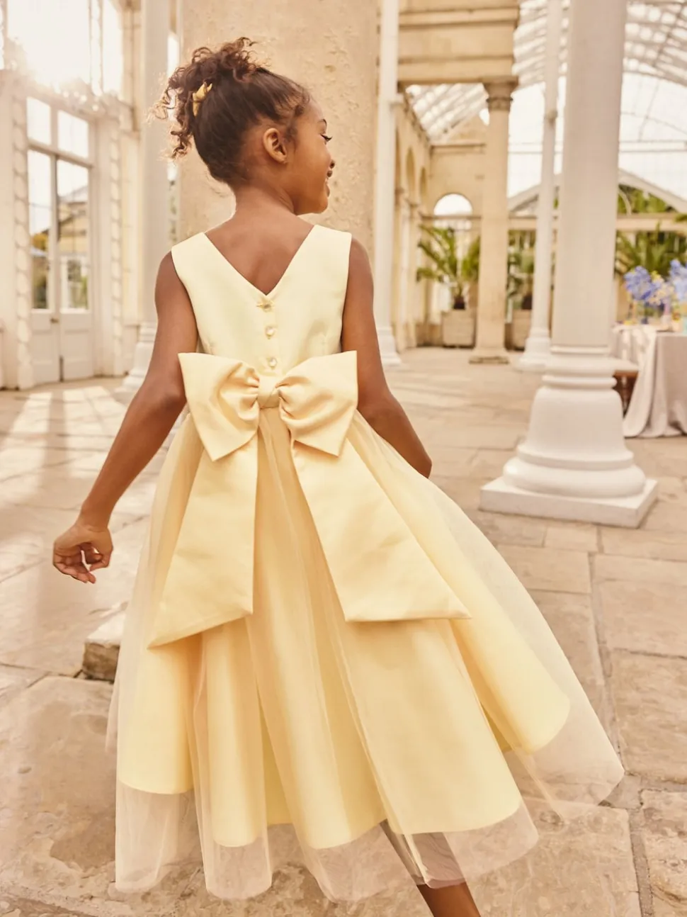 Yellow Flower Girl Bow Dress (3-12yrs)