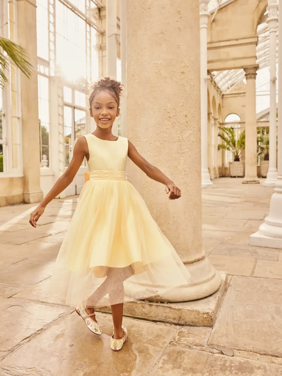 Yellow Flower Girl Bow Dress (3-12yrs)
