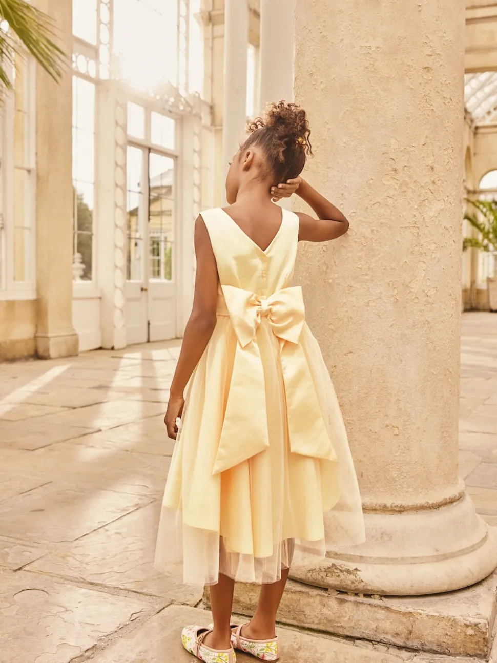 Yellow Flower Girl Bow Dress (3-12yrs)
