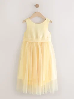 Yellow Flower Girl Bow Dress (3-12yrs)
