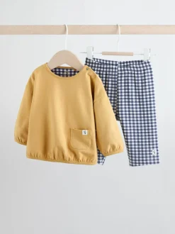 Yellow/Blue Gingham Baby Long Sleeve Top and Leggings Set 2 Piece (0mths-2yrs)
