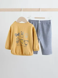Yellow/Blue Gingham Baby Long Sleeve Top and Leggings Set 2 Piece (0mths-2yrs)